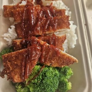 Chicken Katsu over rice and broccoli